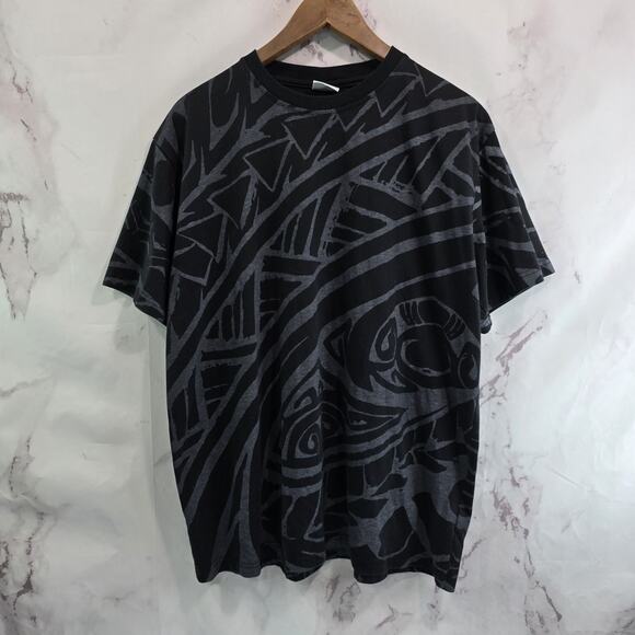 Taaroa T Shirt Mens XL Black Gray Crew Tee Short Sleeve Tee Vintage Abstract - Picture 1 of 10